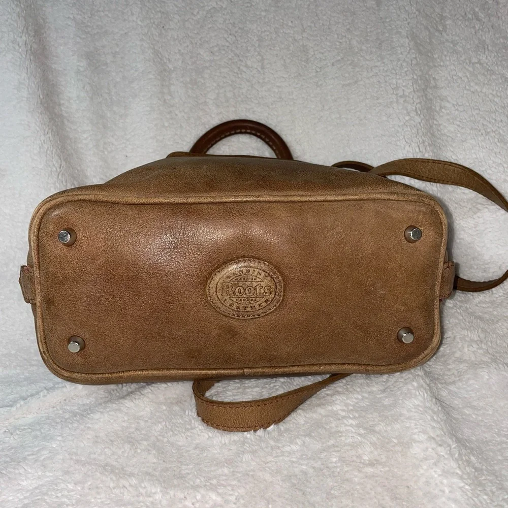 Roots Grace Tribe Leather Brown Classic Satchel Bag made in Canada